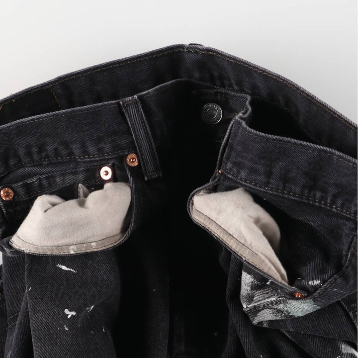 Levi's 501 Painted Black Denim Straight Leg Denim Pants, Men's Size 36 cotton black type Vintage Second Hand
