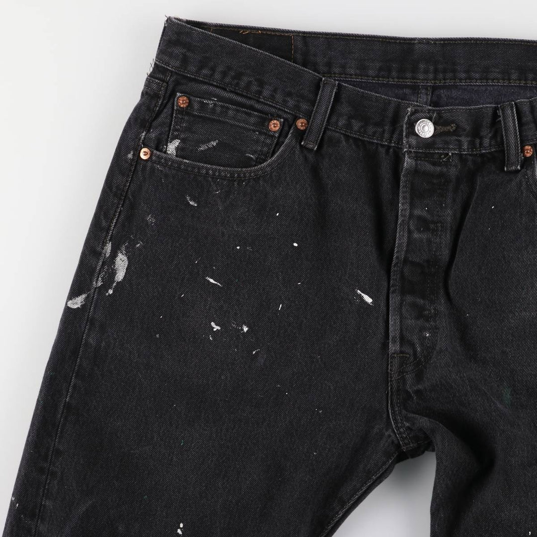 Levi's 501 Painted Black Denim Straight Leg Denim Pants, Men's Size 36 cotton black type Vintage Second Hand