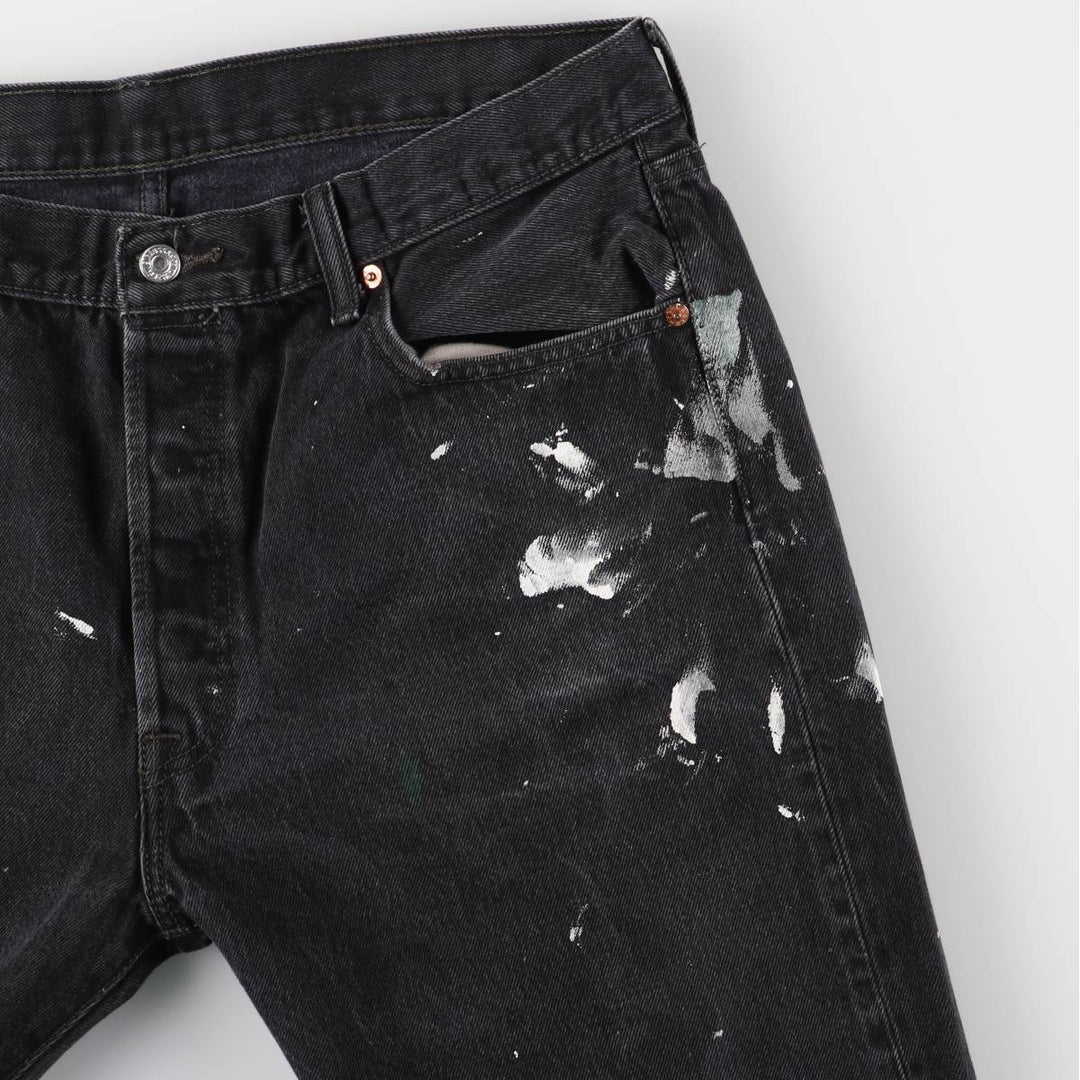 Levi's 501 Painted Black Denim Straight Leg Denim Pants, Men's Size 36 cotton black type Vintage Second Hand