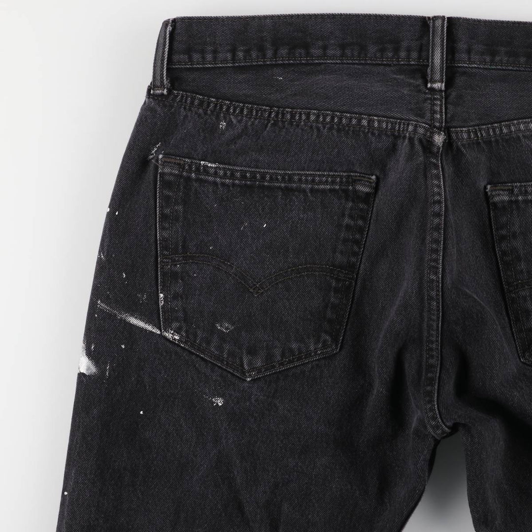Levi's 501 Painted Black Denim Straight Leg Denim Pants, Men's Size 36 cotton black type Vintage Second Hand