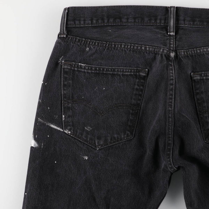 Levi's 501 Painted Black Denim Straight Leg Denim Pants, Men's Size 36 cotton black type Vintage Second Hand