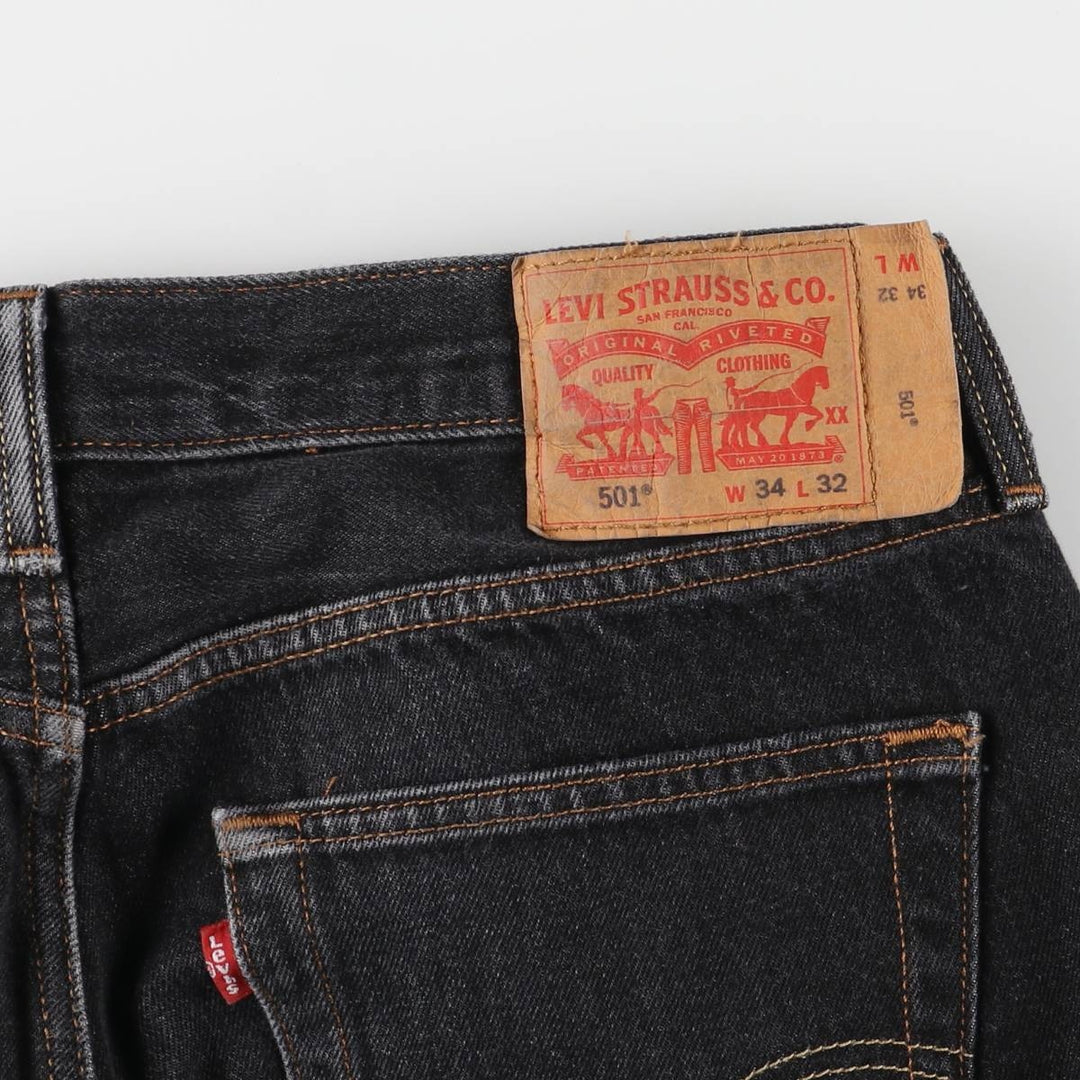 Levi's 501 Black Denim Straight Denim Pants for Men, W34 equivalent cotton black type Vintage Second Hand