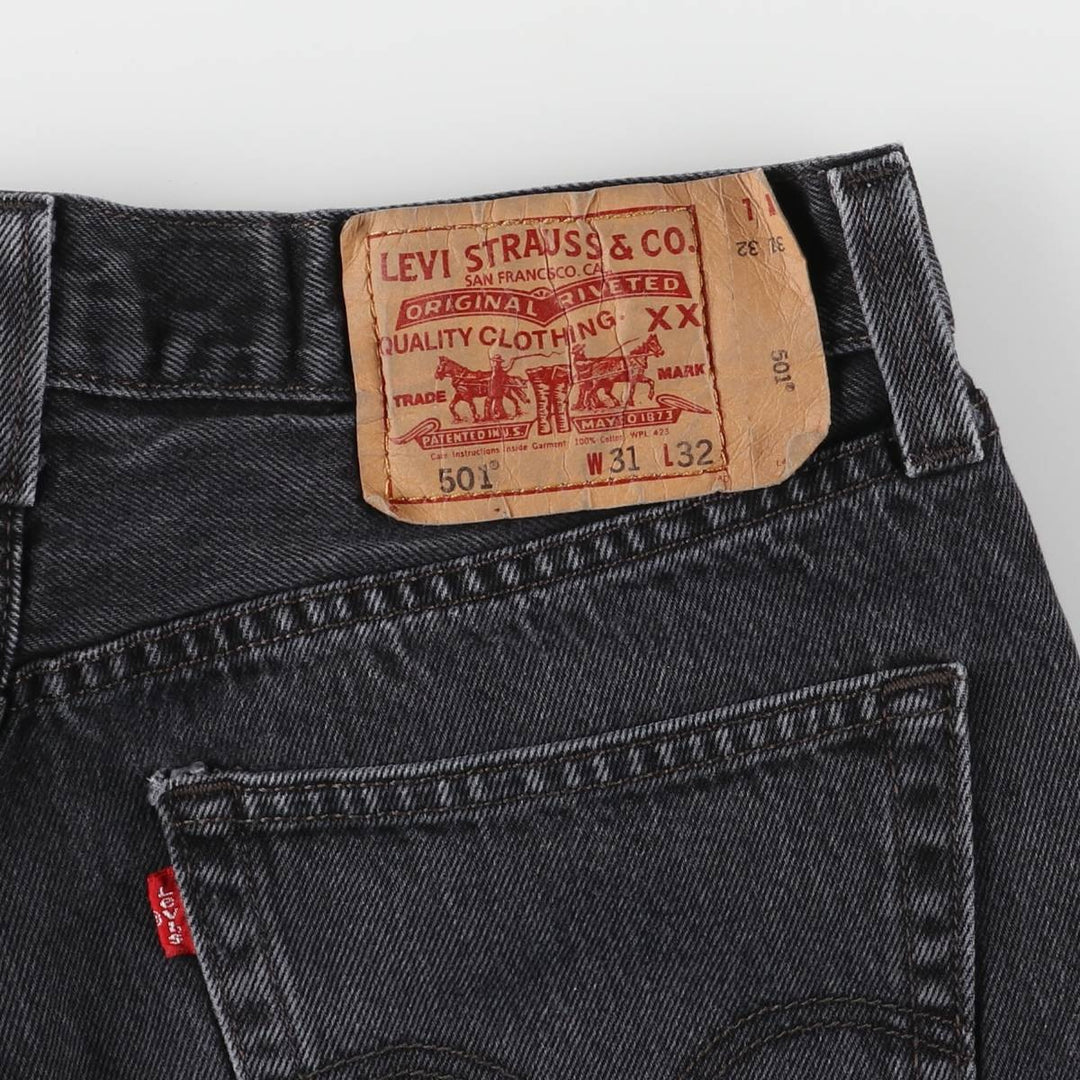 Levi's 501 Black Denim Straight Denim Pants Men's W31 equivalent cotton black type Vintage Second Hand