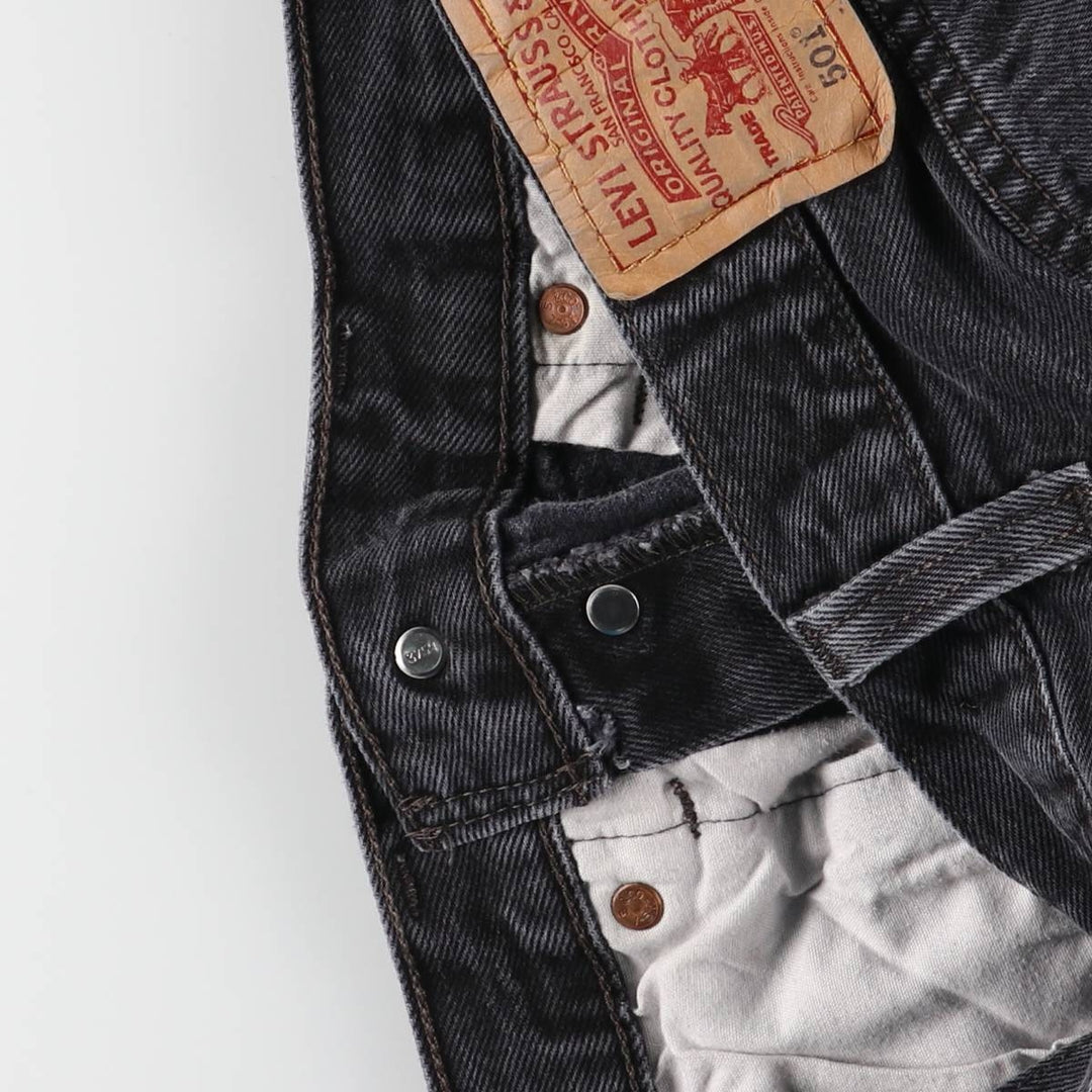 Levi's 501 Black Denim Straight Denim Pants Men's W31 equivalent cotton black type Vintage Second Hand