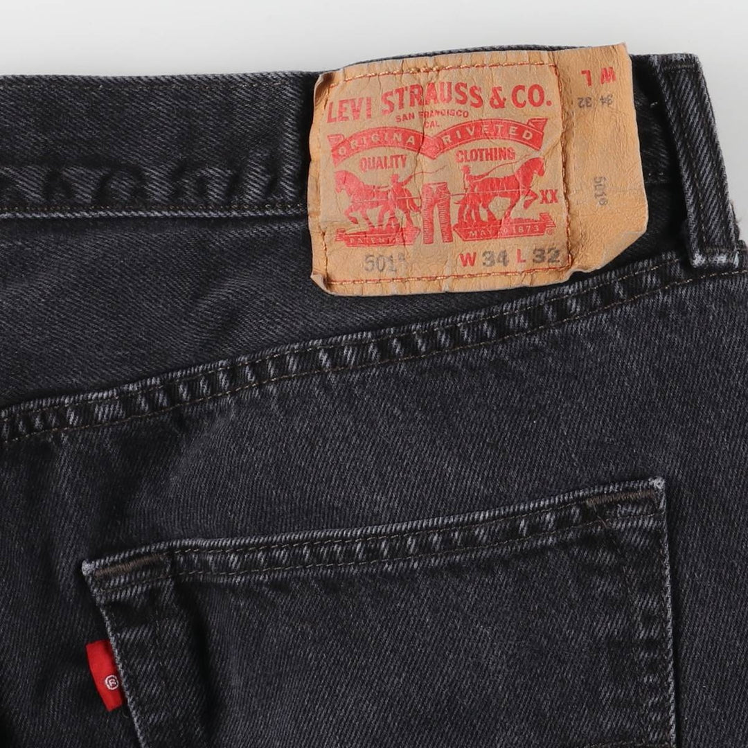 Levi's 501 Black Denim Straight Denim Pants for Men, W34 equivalent cotton black type Vintage Second Hand