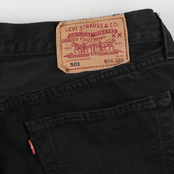 Levi's 501 Euro Model Black Denim Straight Leg Denim Pants, Men's Size W35 cotton black type Vintage Second Hand