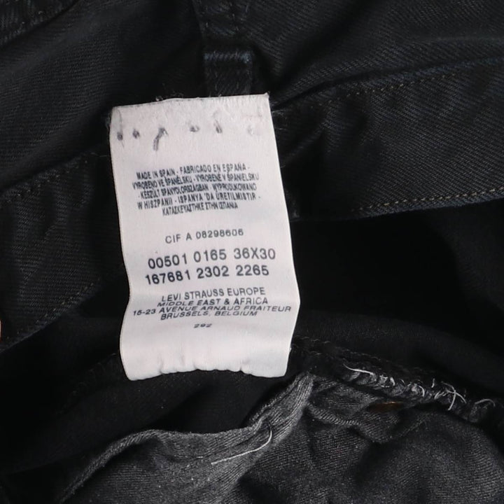 Levi's 501 Euro Model Black Denim Straight Leg Denim Pants, Men's Size W35 cotton black type Vintage Second Hand