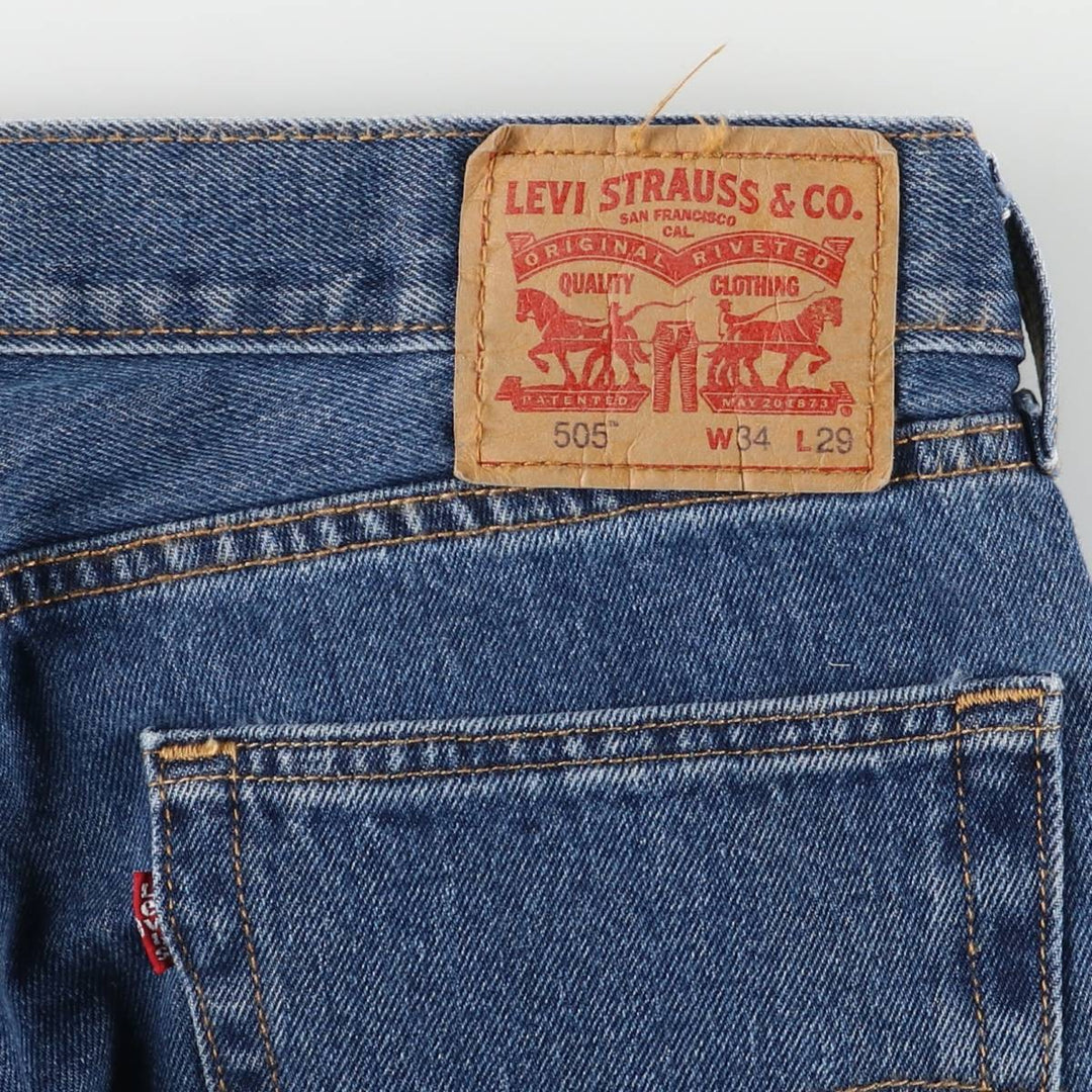 Levi's 505 tapered denim pants for men, size w36 cotton navy blue type Vintage Second Hand