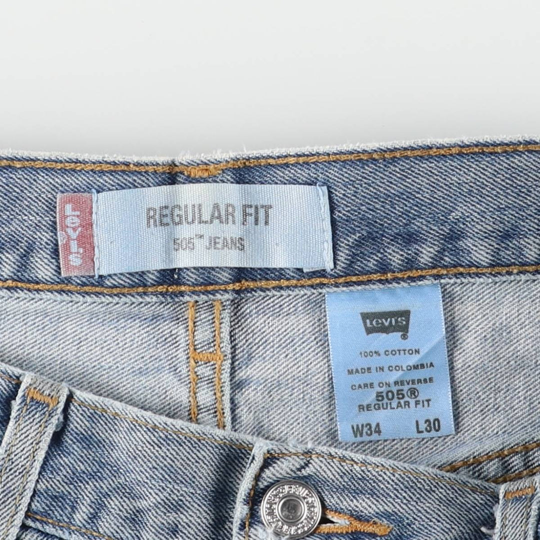Levi's 505 REGULAR FIT tapered denim pants for men, size w35 cotton blue type Vintage Second Hand