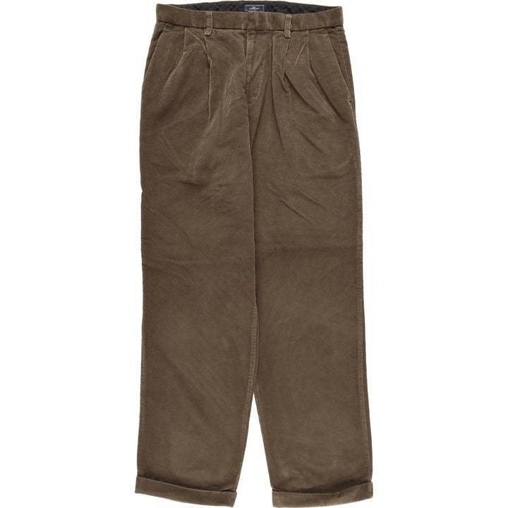 Dockers Pleated Relaxed Fit Two-Pleated Corduroy Pants, Men's, Size 35 cotton brown type Vintage Second Hand