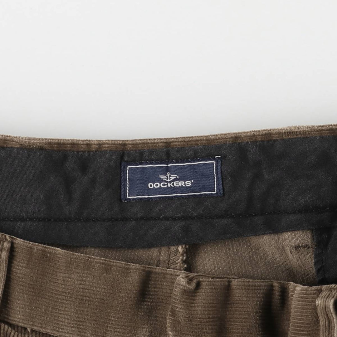 Dockers Pleated Relaxed Fit Two-Pleated Corduroy Pants, Men's, Size 35 cotton brown type Vintage Second Hand