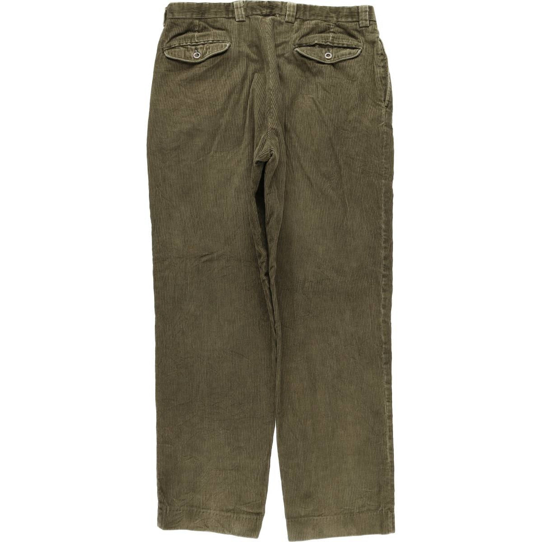 LLBean 2000'S Wide-Ribbed Two-Pleated Corduroy Pants, Men's, Size W37 cotton Khaki type sage green Vintage Second Hand
