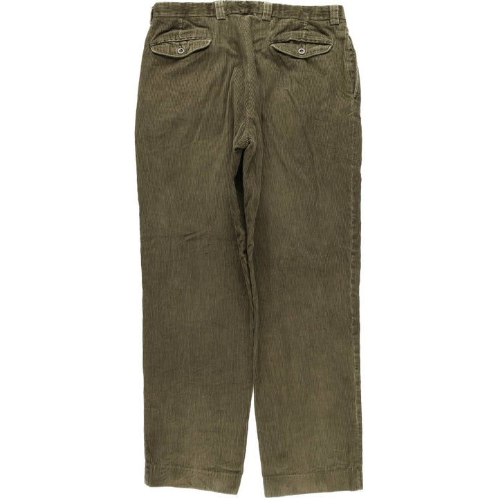 LLBean 2000'S Wide-Ribbed Two-Pleated Corduroy Pants, Men's, Size W37 cotton Khaki type sage green Vintage Second Hand