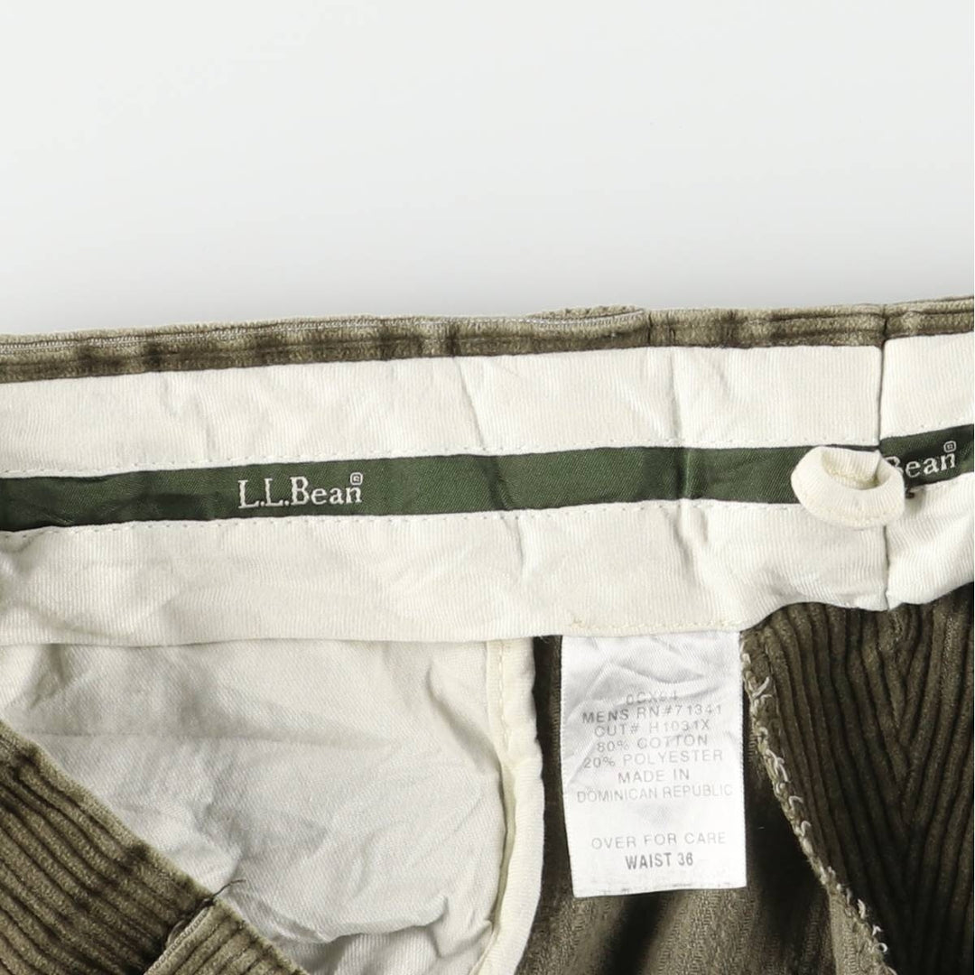 LLBean 2000'S Wide-Ribbed Two-Pleated Corduroy Pants, Men's, Size W37 cotton Khaki type sage green Vintage Second Hand