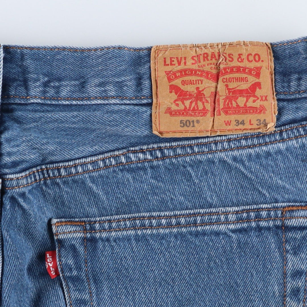 Levi's 501 straight denim pants for men, size W34 cotton blue type Vintage Second Hand