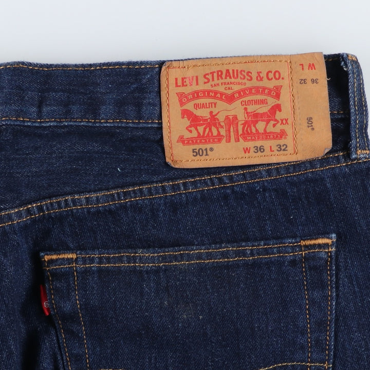Dark navy Levi's 501 straight denim pants for men, size W37 cotton navy blue type Vintage Second Hand