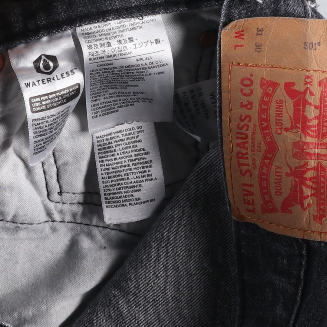 Levi's 501 Black Denim Straight Denim Pants Men's W31 equivalent cotton black type Vintage Second Hand