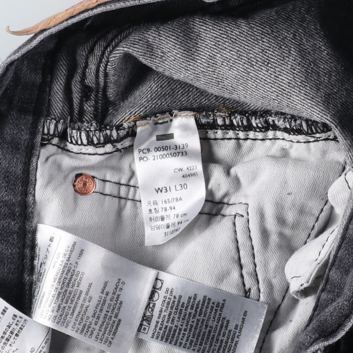 Levi's 501 Black Denim Straight Denim Pants Men's W31 equivalent cotton black type Vintage Second Hand