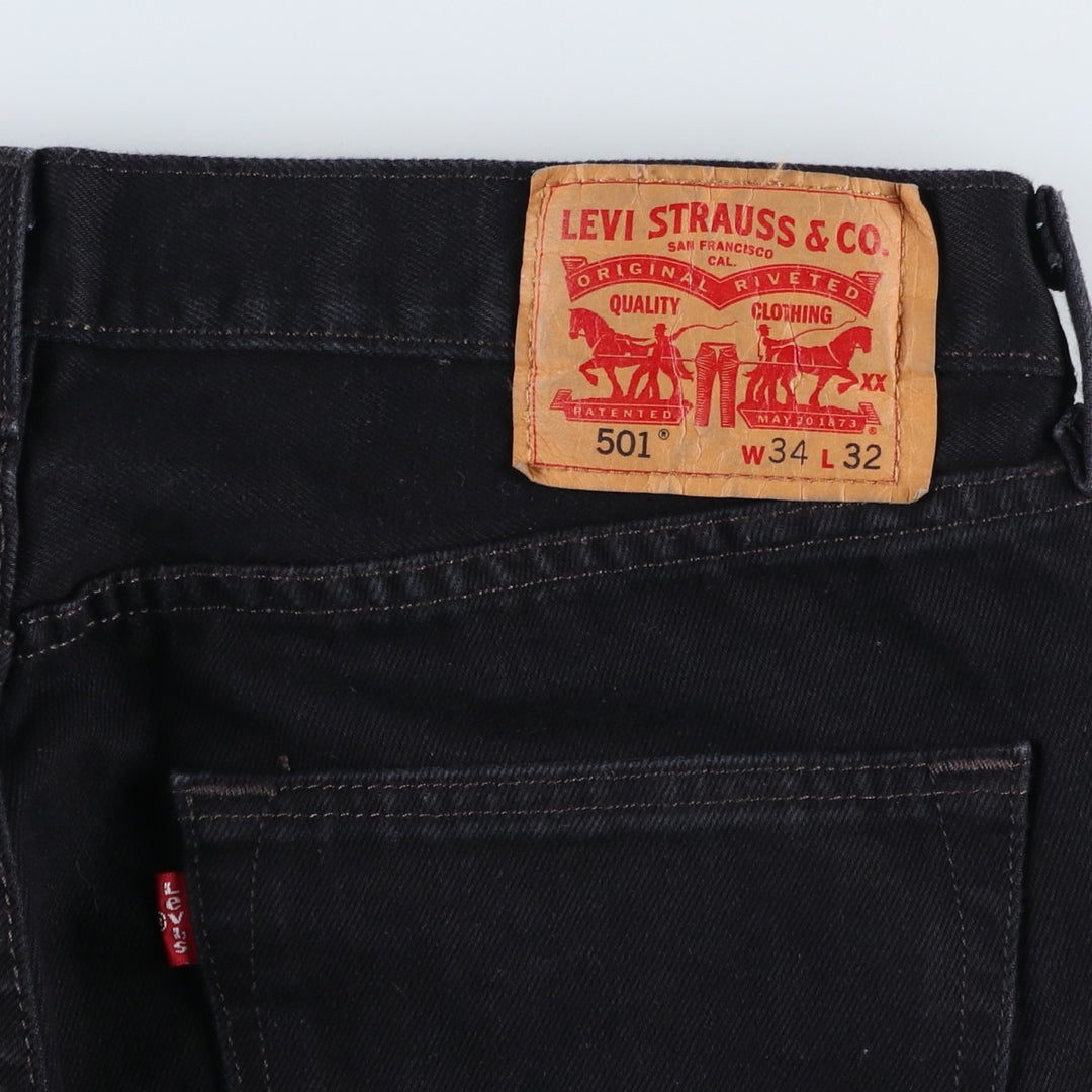 Levi's 501 Black Denim Straight Denim Pants for Men, W34 equivalent cotton black type Vintage Second Hand