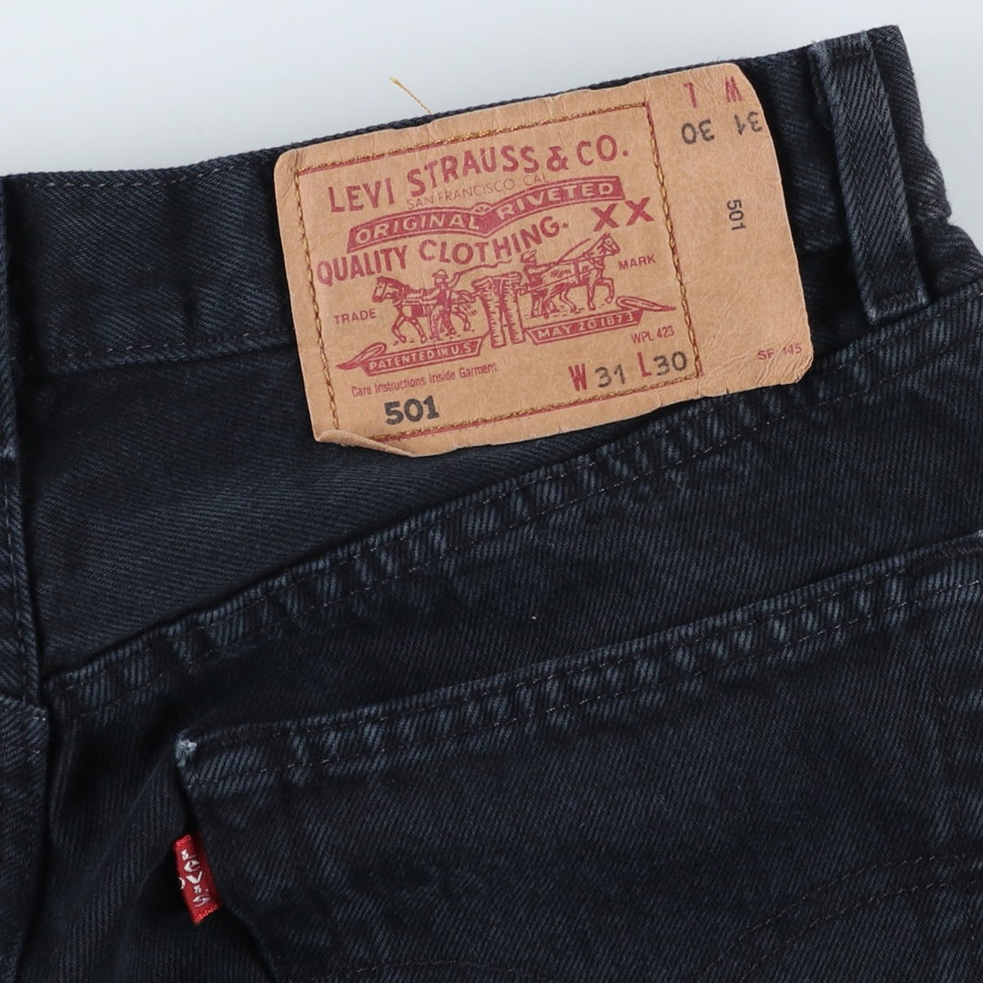 Levi's 501 Euro Model Black Denim Straight Leg Denim Pants, Men's Size W31 cotton black type Vintage Second Hand