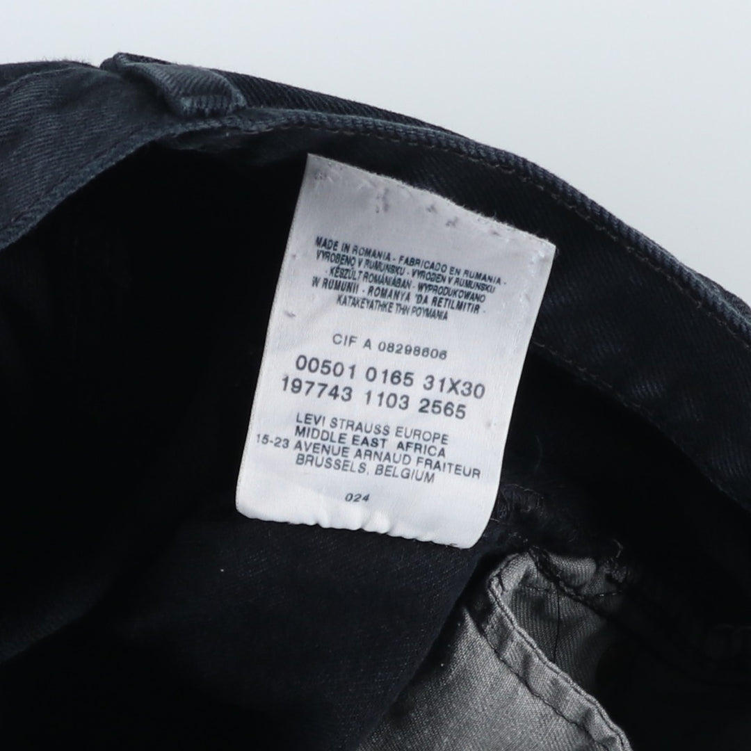 Levi's 501 Euro Model Black Denim Straight Leg Denim Pants, Men's Size W31 cotton black type Vintage Second Hand