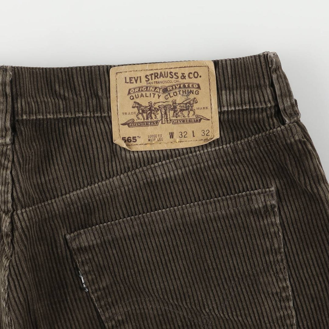 90'S Vintage Levi's 565 Loose Fit Wide Leg Corduroy Pants, Men's Size 34 cotton brown type Vintage Second Hand