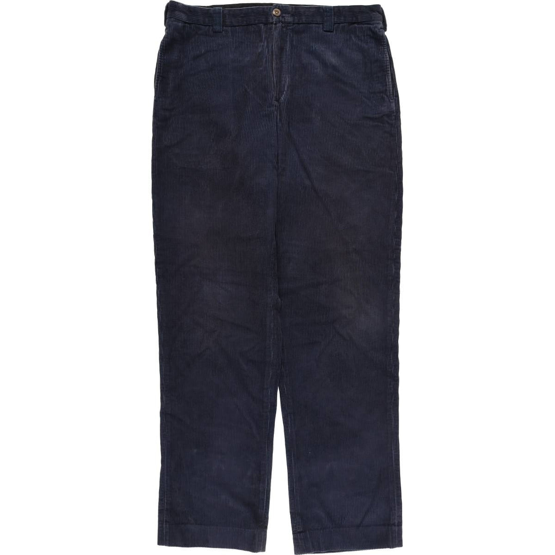 90s-00'S LLBean Classic Fit Wide Ribbed Corduroy Pants, Men's, Vintage, Size 37 cotton navy blue type Vintage Second Hand