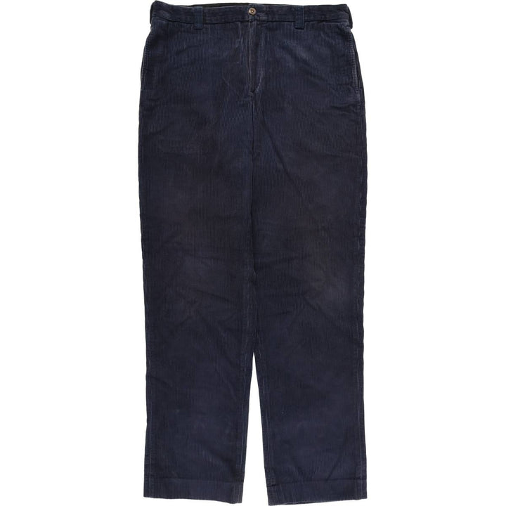 90s-00'S LLBean Classic Fit Wide Ribbed Corduroy Pants, Men's, Vintage, Size 37 cotton navy blue type Vintage Second Hand