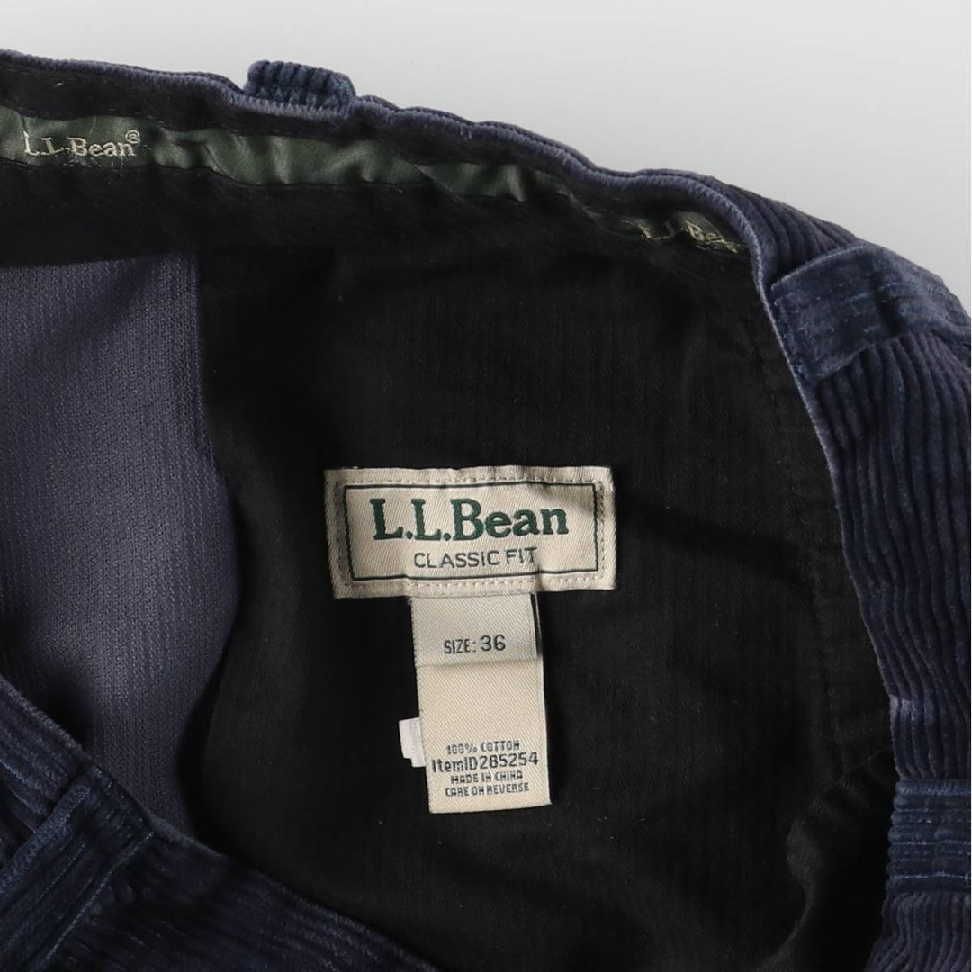 90s-00'S LLBean Classic Fit Wide Ribbed Corduroy Pants, Men's, Vintage, Size 37 cotton navy blue type Vintage Second Hand