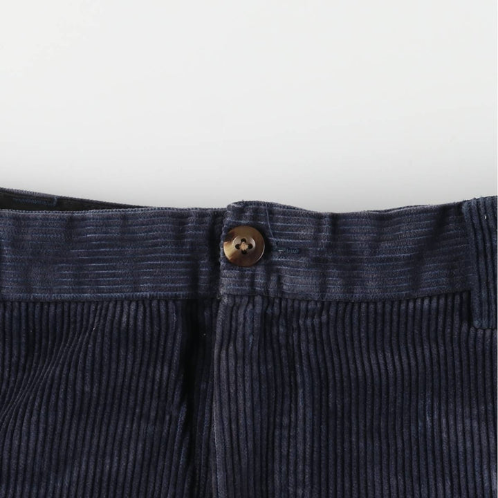 90s-00'S LLBean Classic Fit Wide Ribbed Corduroy Pants, Men's, Vintage, Size 37 cotton navy blue type Vintage Second Hand