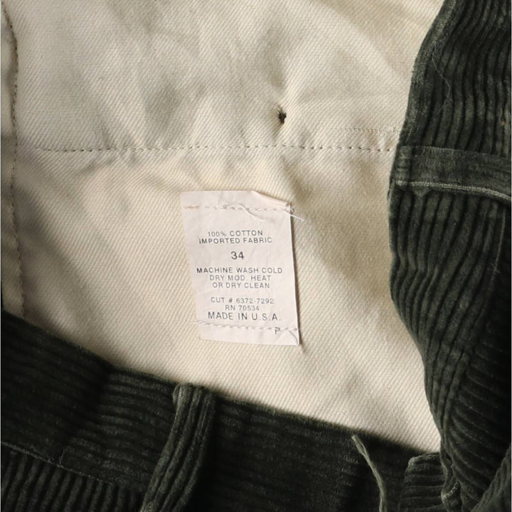Orvis cut-off corduroy pants, made in the USA, men's size W33 cotton Green type dark green Vintage Second Hand