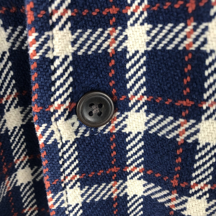 Eddie Bauer Long Sleeve Heavy Flannel Check Shirt, Men's Size L cotton Navy blue Vintage Second Hand