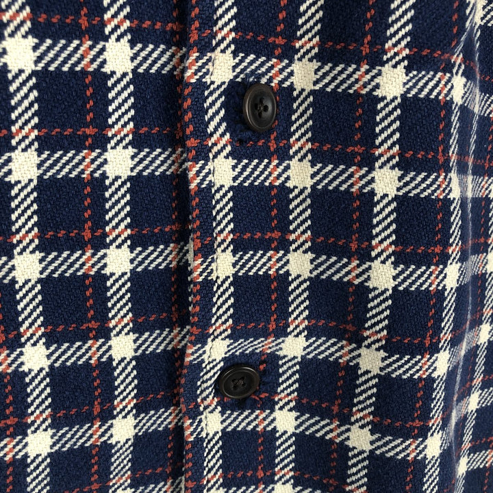 Eddie Bauer Long Sleeve Heavy Flannel Check Shirt, Men's Size L cotton Navy blue Vintage Second Hand