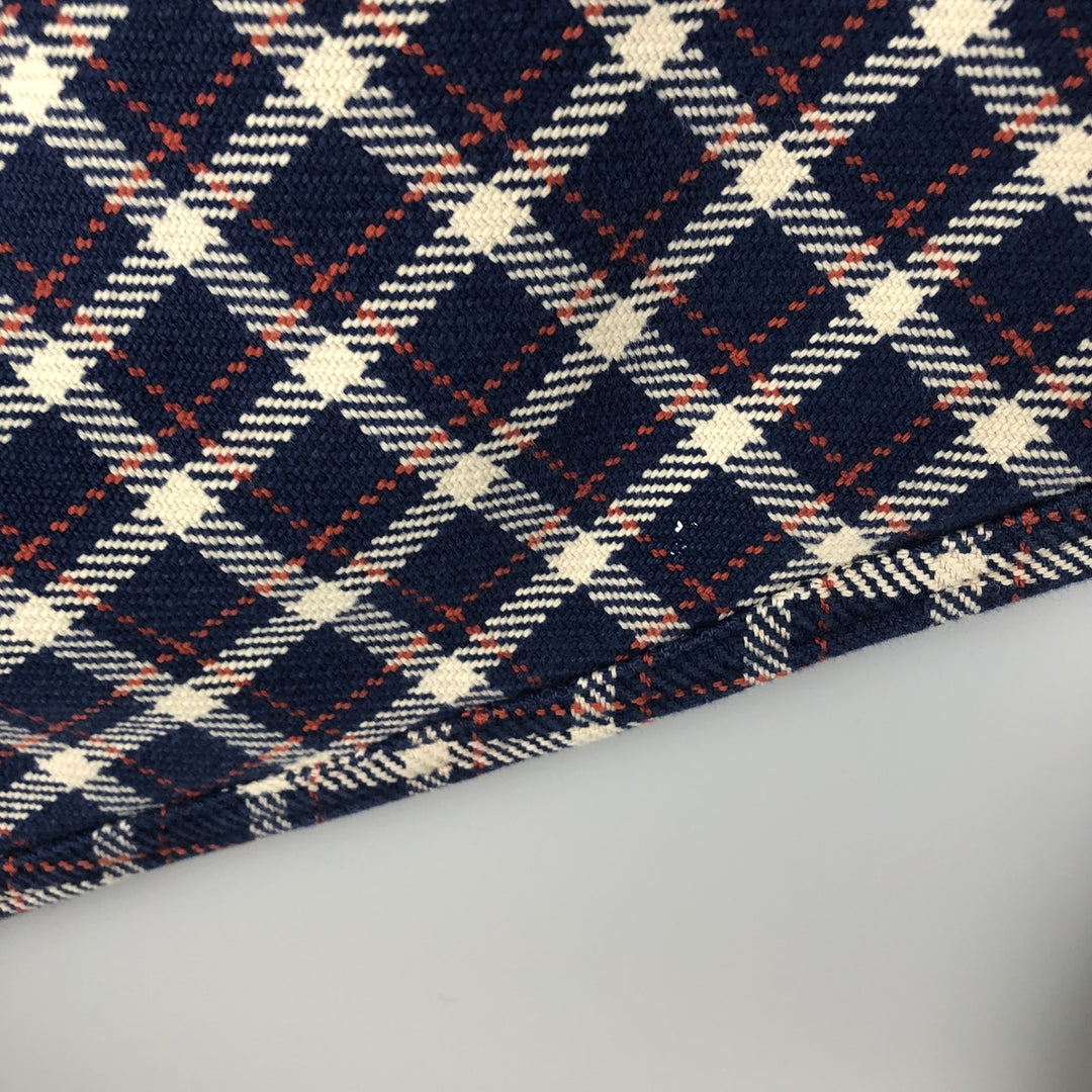 Eddie Bauer Long Sleeve Heavy Flannel Check Shirt, Men's Size L cotton Navy blue Vintage Second Hand