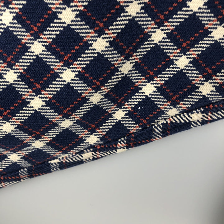 Eddie Bauer Long Sleeve Heavy Flannel Check Shirt, Men's Size L cotton Navy blue Vintage Second Hand