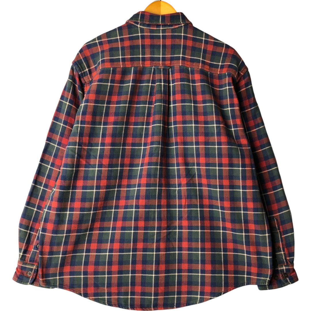 Eddie Bauer Men's Long Sleeve Flannel Check Shirt, Size L cotton Navy blue Vintage Second Hand