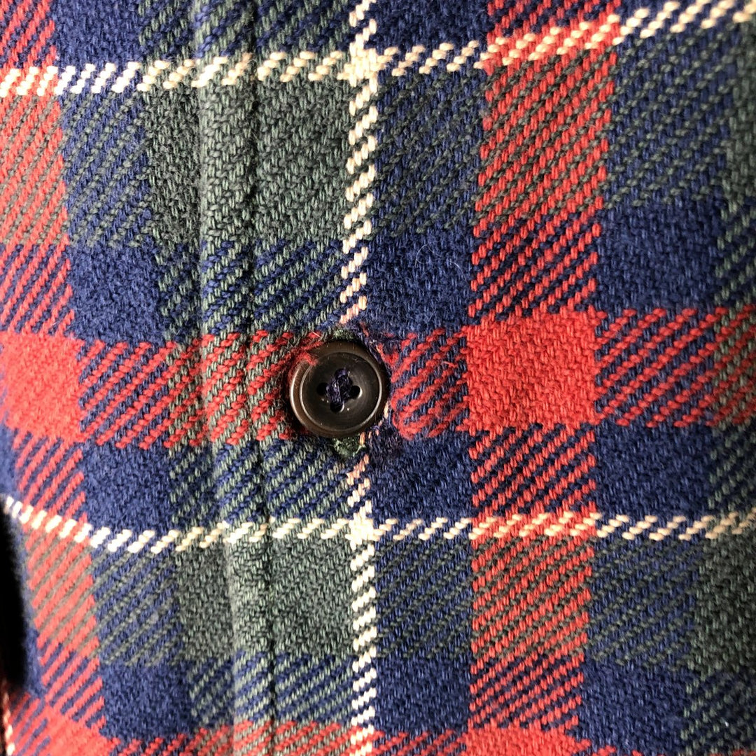 Eddie Bauer Men's Long Sleeve Flannel Check Shirt, Size L cotton Navy blue Vintage Second Hand