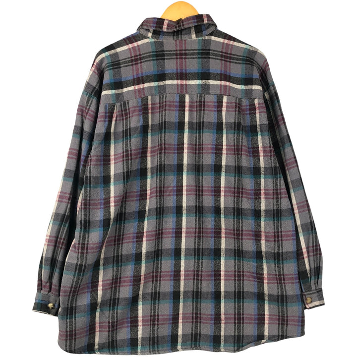 WAVE RAVE Long Sleeve Flannel Check Shirt, Made in USA, Men's Size XL cotton gray type Vintage Second Hand