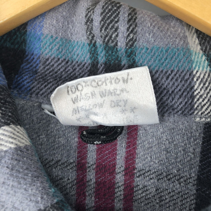 WAVE RAVE Long Sleeve Flannel Check Shirt, Made in USA, Men's Size XL cotton gray type Vintage Second Hand