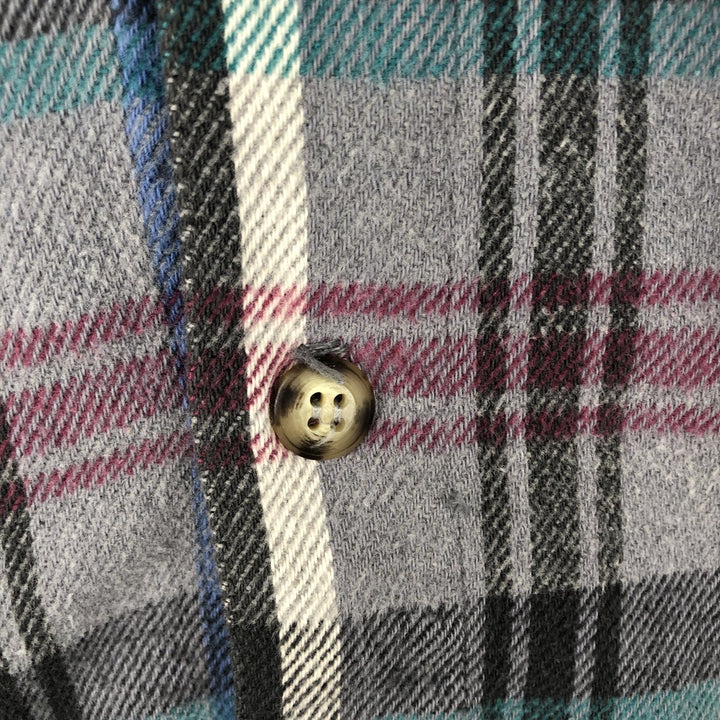 WAVE RAVE Long Sleeve Flannel Check Shirt, Made in USA, Men's Size XL cotton gray type Vintage Second Hand