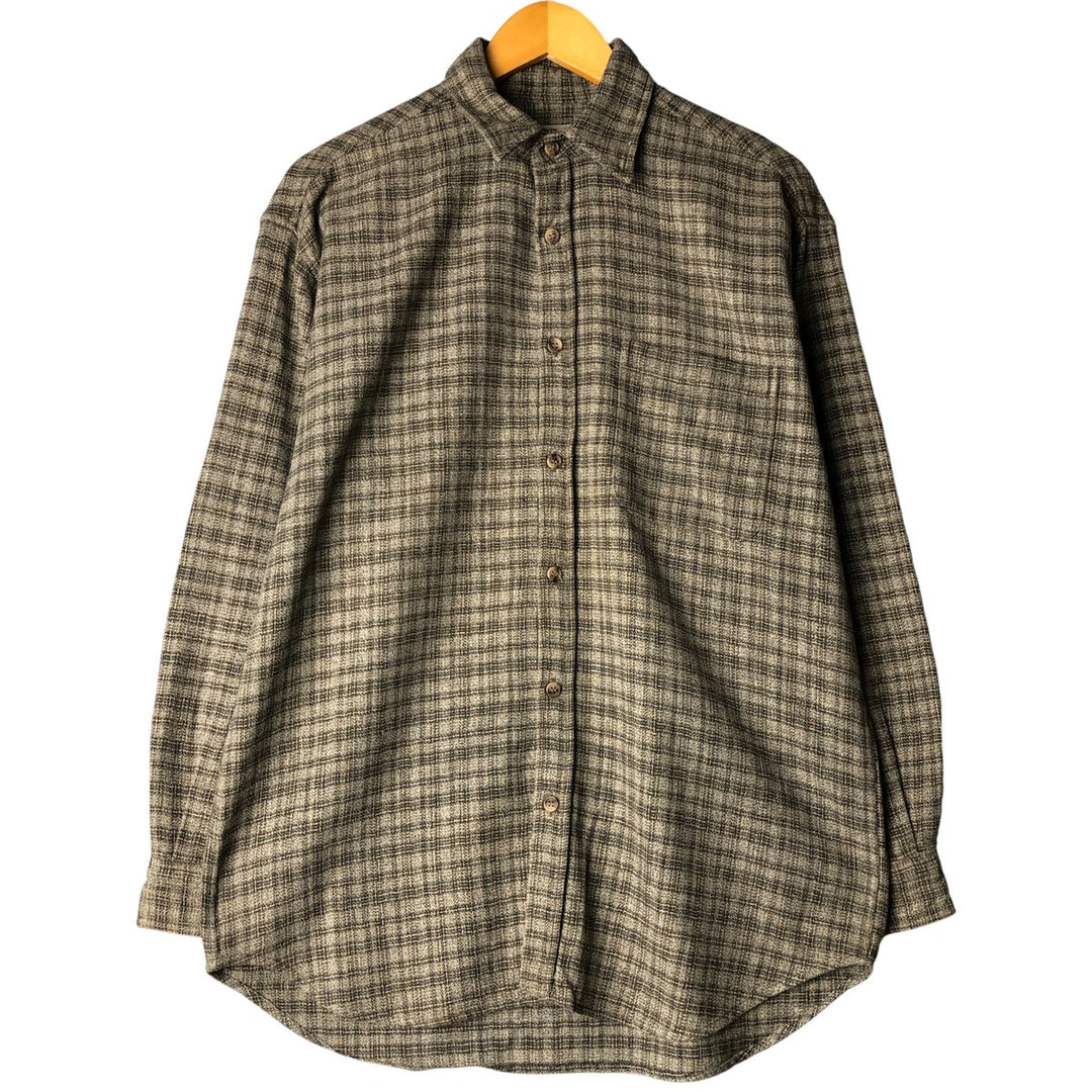 90'S St. John's Bay Vintage Long Sleeve Flannel Check Shirt, Men's Size Medium cotton gray type Vintage Second Hand