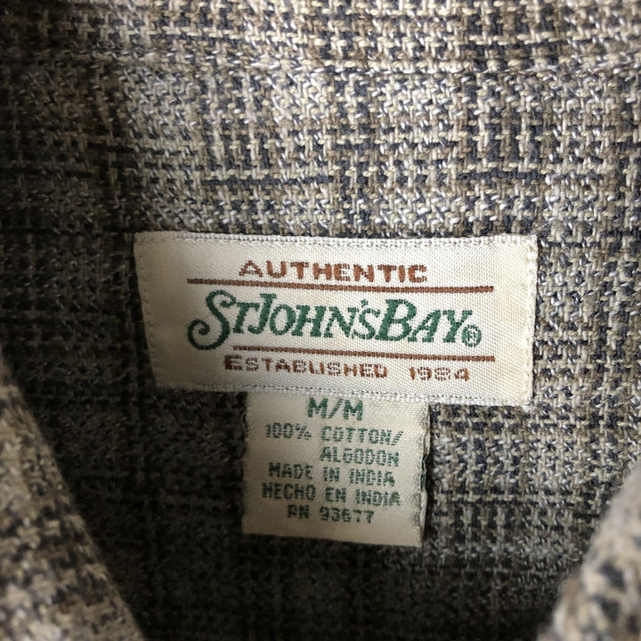 90'S St. John's Bay Vintage Long Sleeve Flannel Check Shirt, Men's Size Medium cotton gray type Vintage Second Hand