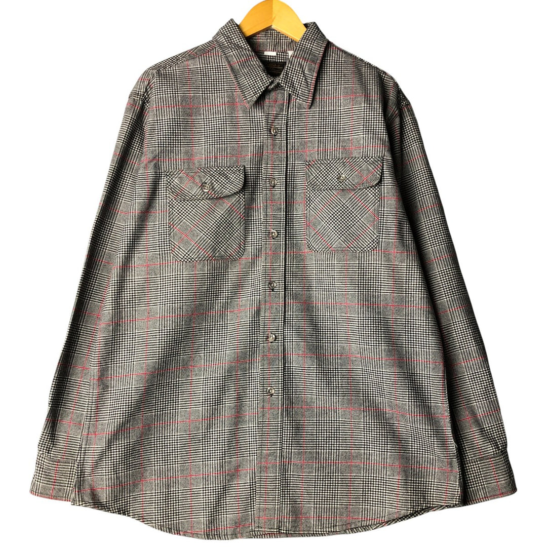 Vintage 1970'S Eddie Bauer long-sleeved flannel check shirt, made in the USA, men's size XL cotton black type Vintage Second Hand