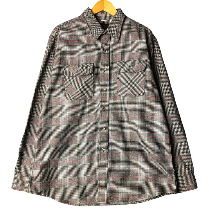 Vintage 1970'S Eddie Bauer long-sleeved flannel check shirt, made in the USA, men's size XL cotton black type Vintage Second Hand