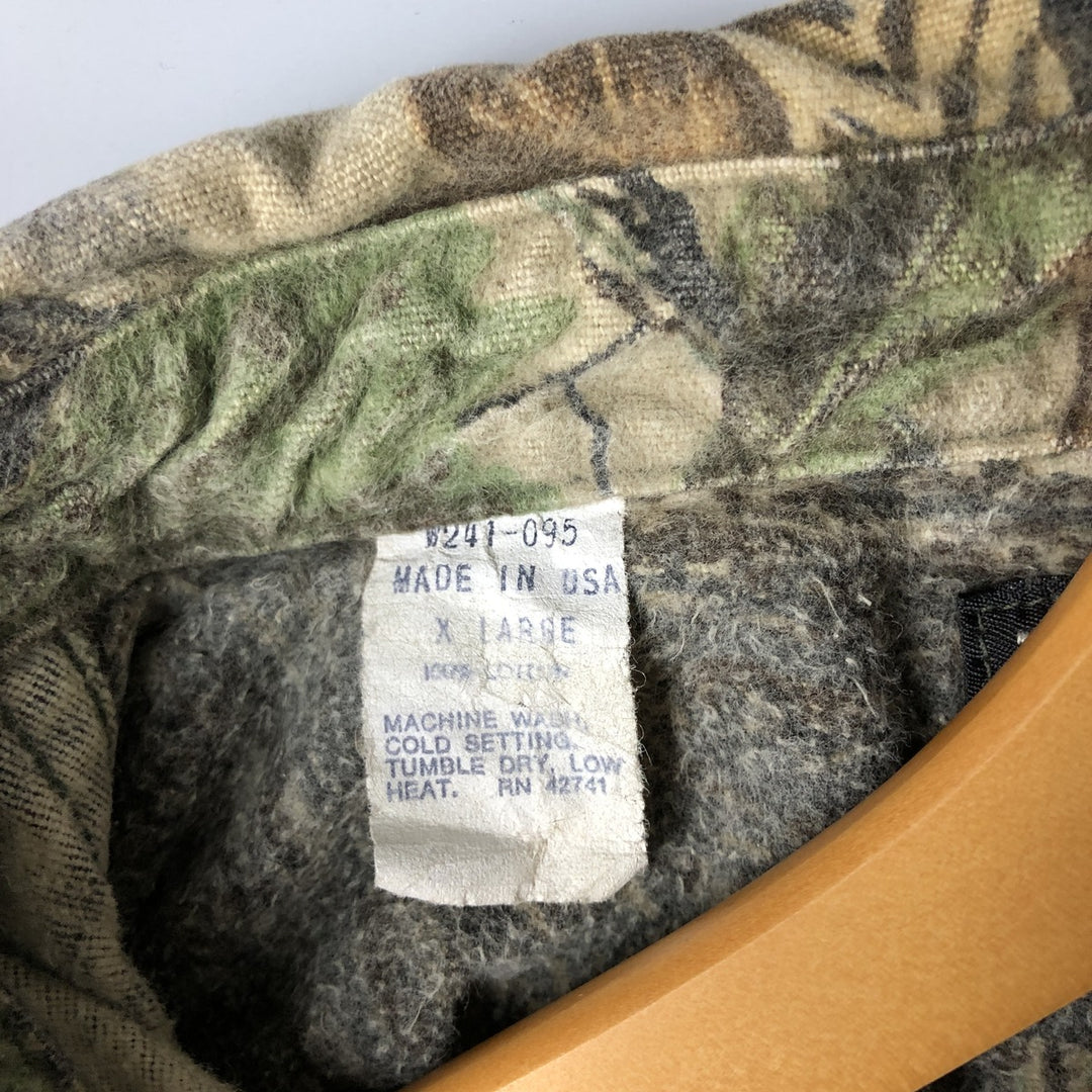 Vintage 90'S RATTLERS Camouflage Pattern Realtree Camo Long Sleeve Printed Flannel Shirt, Made in USA, Men's Size XL cotton Khaki type Vintage Second Hand