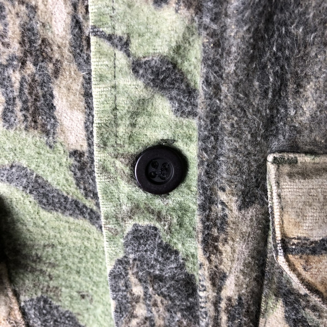 Vintage 90'S RATTLERS Camouflage Pattern Realtree Camo Long Sleeve Printed Flannel Shirt, Made in USA, Men's Size XL cotton Khaki type Vintage Second Hand