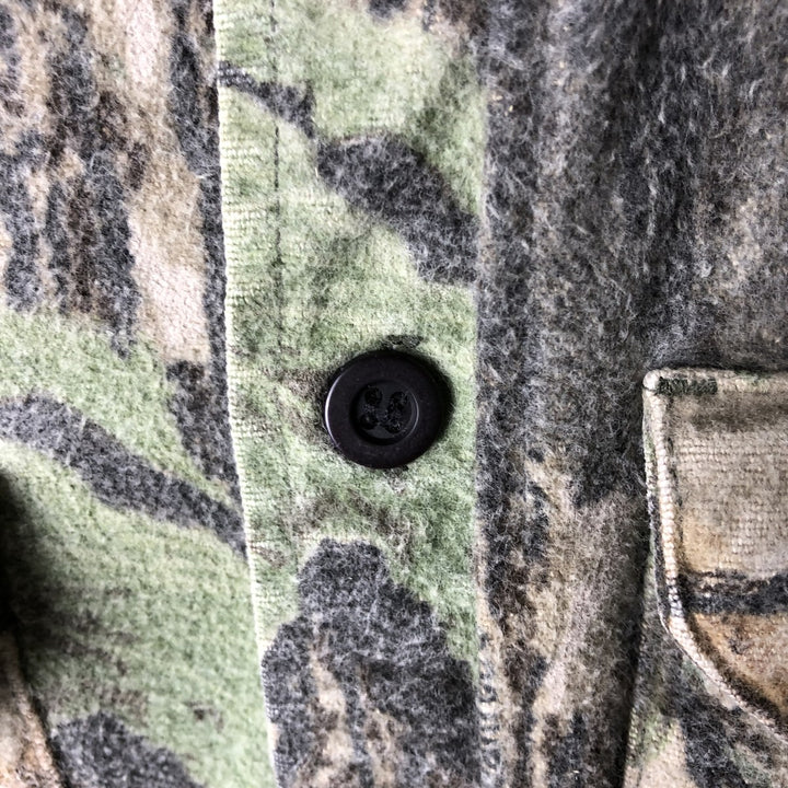 Vintage 90'S RATTLERS Camouflage Pattern Realtree Camo Long Sleeve Printed Flannel Shirt, Made in USA, Men's Size XL cotton Khaki type Vintage Second Hand