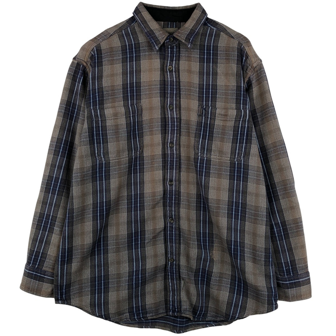 90'S Vintage St. John's Bay Long Sleeve Flannel Check Shirt, Men's XL cotton Charcoal Vintage Second Hand