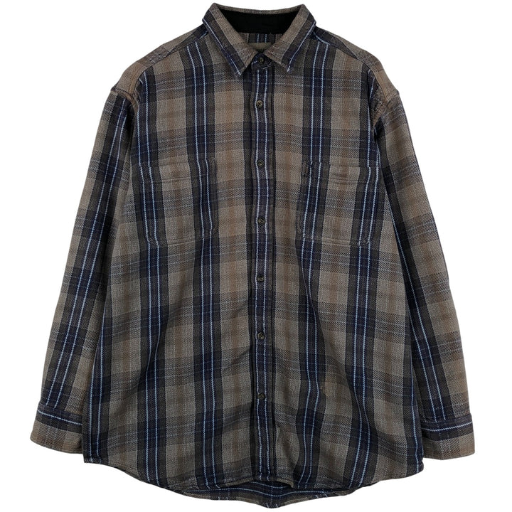 90'S Vintage St. John's Bay Long Sleeve Flannel Check Shirt, Men's XL cotton Charcoal Vintage Second Hand