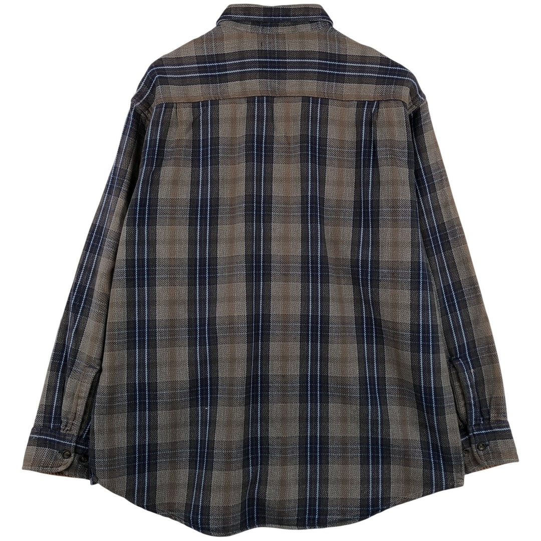 90'S Vintage St. John's Bay Long Sleeve Flannel Check Shirt, Men's XL cotton Charcoal Vintage Second Hand